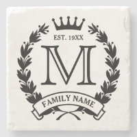 Monogrammed Family Logo Stone Coaster