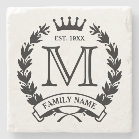 Monogrammed Family Logo Stone Coaster