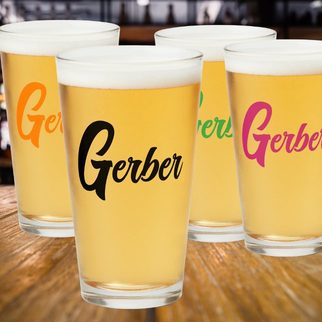 Monogrammed Family Name Beer Glass Cup (Any color available!)