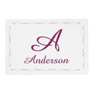 Monogrammed Family Name & Grace Laminated Placemat