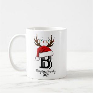 Monogrammed Family Name Santa Claus Christmas Coffee Mug