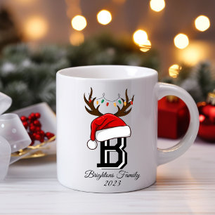 Monogrammed Family Name Santa Claus Christmas Coffee Mug