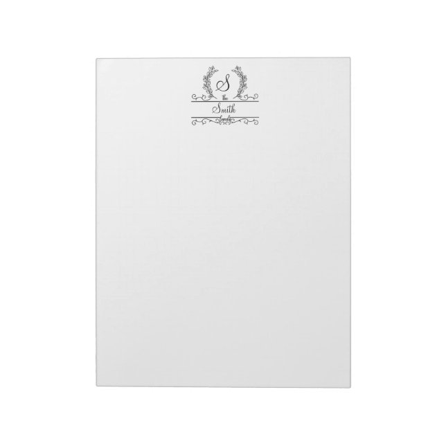 Monogrammed Family Name Script Stationary  Notepad (Rotated)