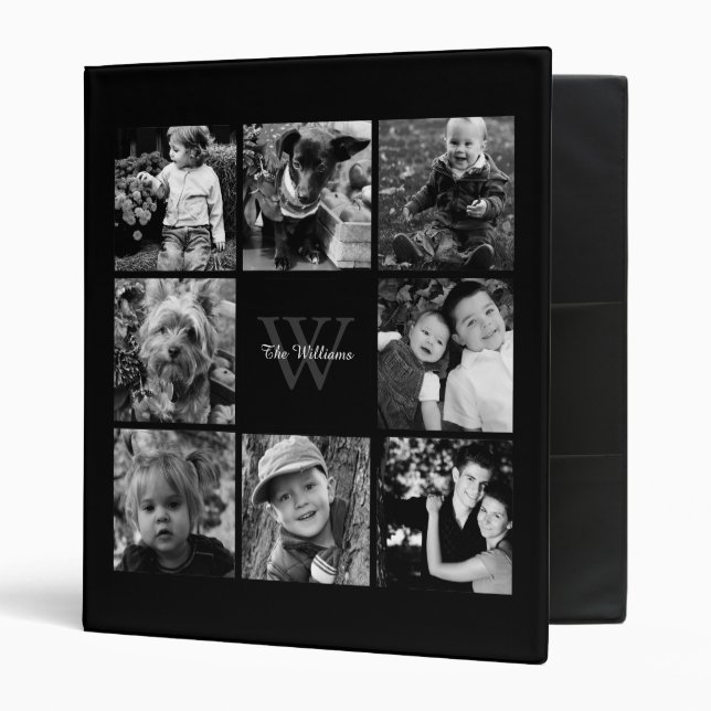 Monogrammed Family Photo Collage 3 Ring Binder (Front/Inside)