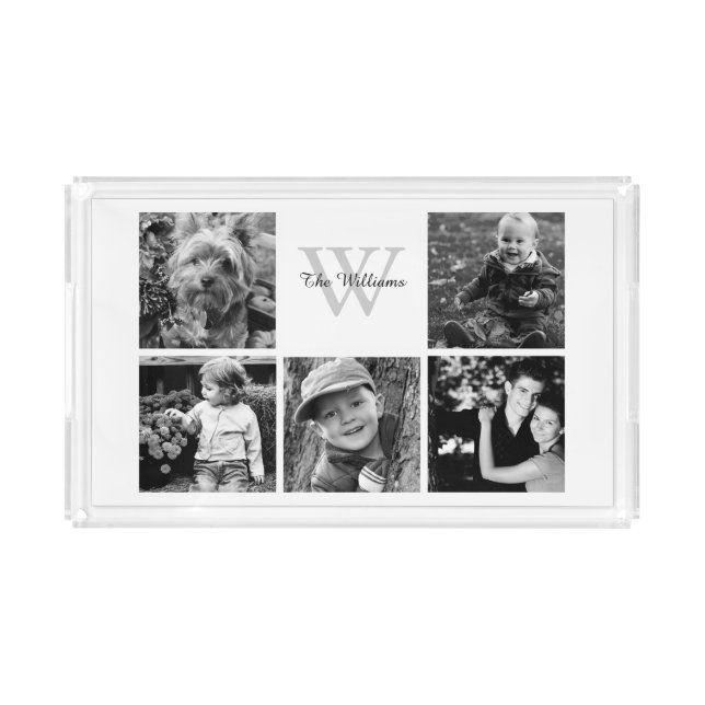 Monogrammed Family Photo Collage Acrylic Tray (Front)