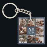 Monogrammed Family Photo Collage Modern Navy Blue Keychain<br><div class="desc">This 8 Photo Collage Modern Family Personalized Keychain is the perfect way to turn your favorite family photos into a cute and trendy keepsake. With a simple, modern design and elegant Monogram, it's fully customizable to fit your style. Ideal for gifting on Mother’s Day, Father’s Day, birthdays, Christmas, anniversary or...</div>
