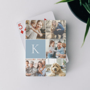 Monogrammed Family Photo Collage Playing Cards by origamiprints at Zazzle