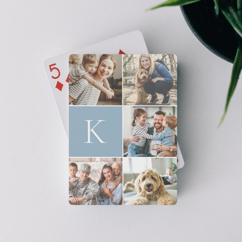 Monogrammed Family Photo Collage Playing Cards