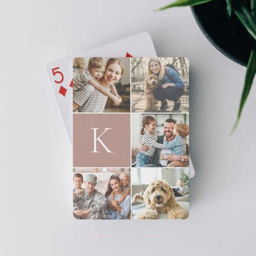 Monogrammed Family Photo Collage Playing Cards