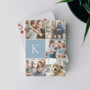 Monogrammed Family Photo Collage Poker Cards