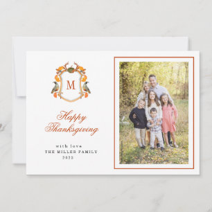 Monogrammed Family photo Thanksgiving Announcement