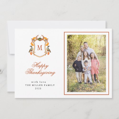 Monogrammed Family photo Thanksgiving   Announcement