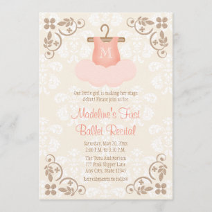 MONOGRAMMED FANCY BALLET RECITAL INVITATION