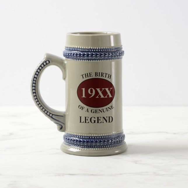 Monogrammed Father Birthday Legend Any Year Name Beer Stein (Left)