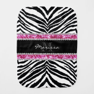Monogrammed Faux Glitter Bling Rhinestone Girl's Baby Burp Cloth