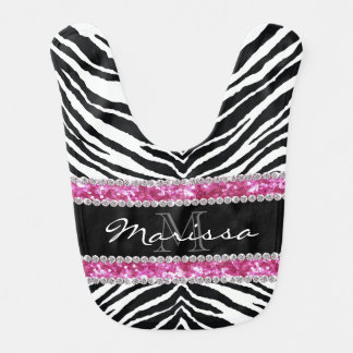 Monogrammed Faux Glitter Bling Rhinestone Girl's Bib