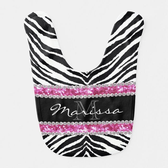 Monogrammed Faux Glitter Bling Rhinestone Girl's Bib (Front)