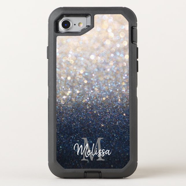 Monogrammed Faux Glitter Otterbox iPhone Case (Back)