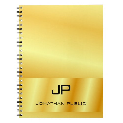 Monogrammed Faux Gold Custom Elegant Template Notebook
