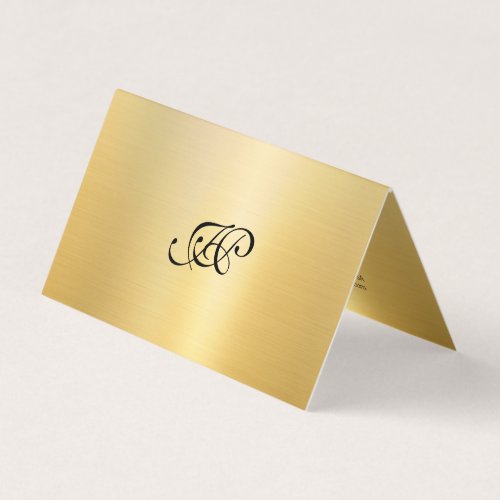 Monogrammed Faux Gold Elegant Calligraphy Script Business Card