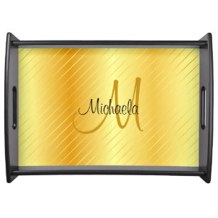 Monogrammed Faux Gold Elegant Modern Template Serving Tray