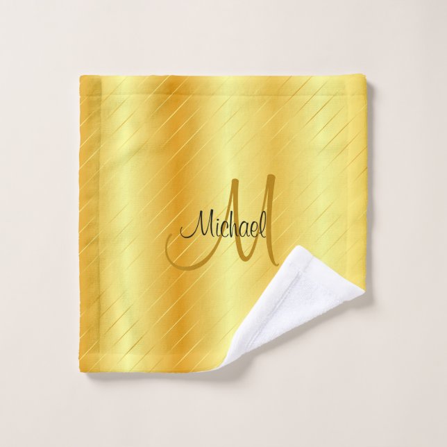 Monogrammed Faux Gold Elegant Modern Template Wash Cloth (Wash Cloth)