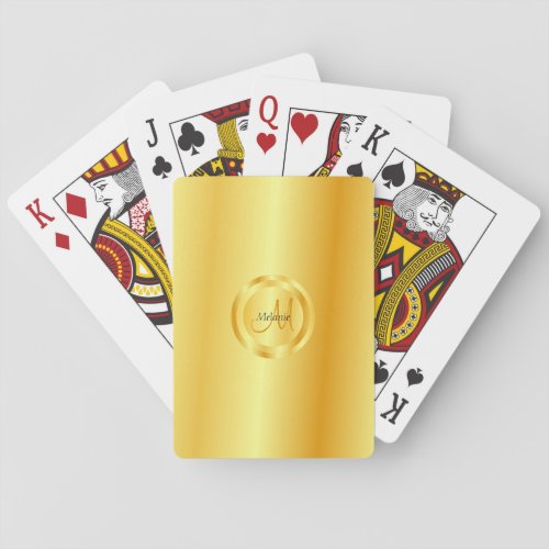 Monogrammed Faux Gold Elegant Modern Trendy Poker Cards