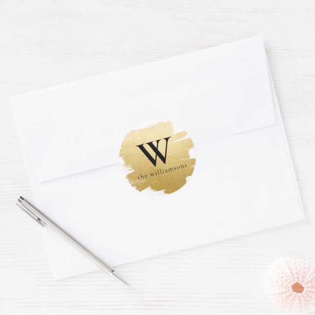 Monogrammed Faux Gold Foil Brushed Envelope Seal (Envelope)