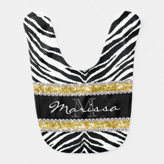 Monogrammed Faux Gold Sparkle Rhinestone Girl's Bib