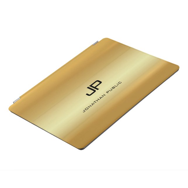Monogrammed Faux Gold Template Elegant Modern iPad Pro Cover (Side)
