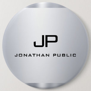 Monogrammed Faux Silver Metallic Look Template Button