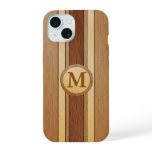 Monogrammed Faux wood iPhone 15 Case