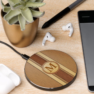 Monogrammed Faux wood Wireless Charger