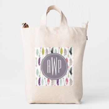 Monogrammed Feathers   Arrows Duck Bag by JillsPaperie at Zazzle