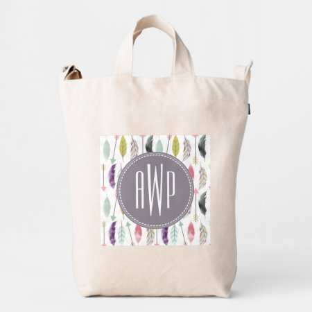 Monogrammed Feathers   Arrows Duck Bag