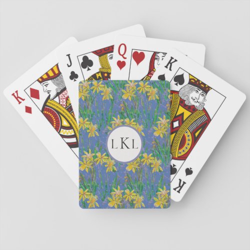 Monogrammed Fields of Daffodils Playing Cards
