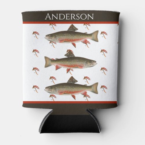 Monogrammed Fishermen Fly Fishing Brook Trout  Can Cooler