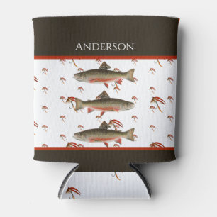 Monogrammed Fishermen Fly Fishing Brook Trout Can Cooler