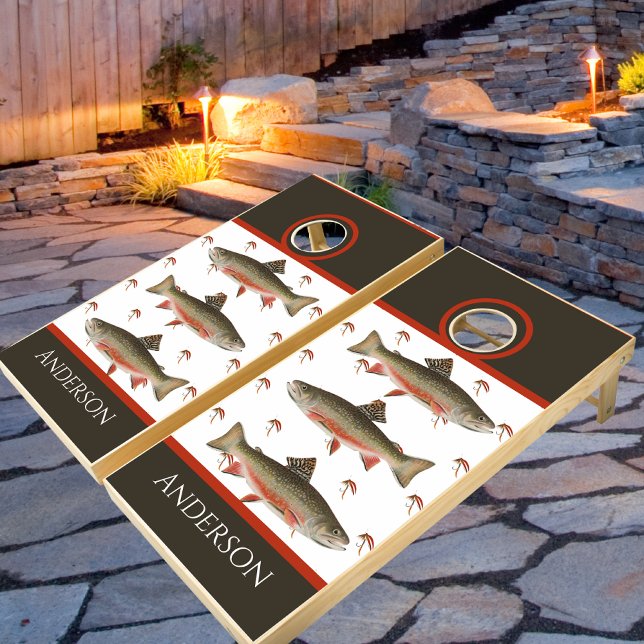 Monogrammed Fishermen Fly Fishing Brook Trout Cornhole Set (Creator Uploaded)