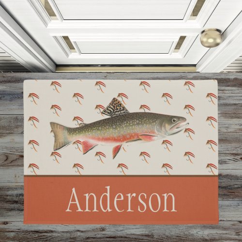 Monogrammed Fishermen Fly Fishing Brook Trout   Doormat