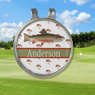 Monogrammed Fishermen Fly Fishing Brook Trout Golf Hat Clip