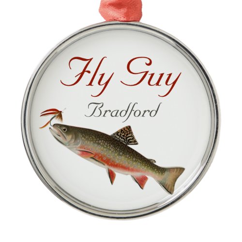 Monogrammed Fishermen  Fly Fishing lure  Metal Orn Ornament