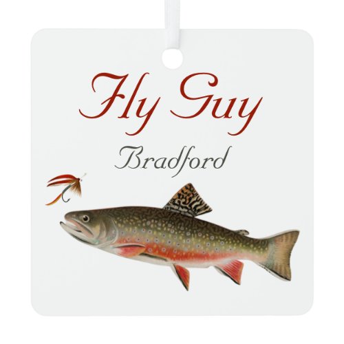 Monogrammed Fishermen  Fly Fishing lure  Metal Orn Ornament