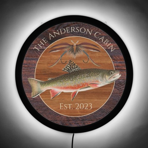 Monogrammed Fishermen Fly Fishing Trout  LED Sign