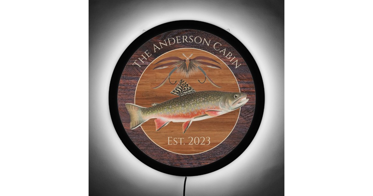 Monogrammed Fishermen Fly Fishing Trout LED Sign