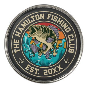 Monogrammed Fishing Club Golf Ball Marker