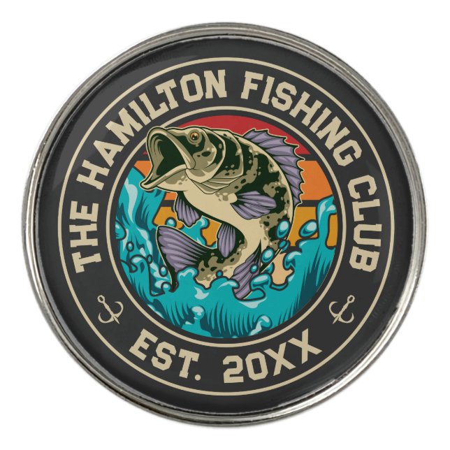 Monogrammed Fishing Club Golf Ball Marker (Front)