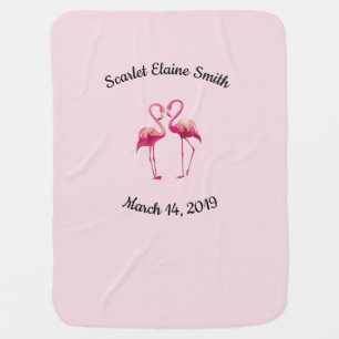Monogrammed flamingo baby blanket