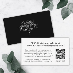 Monogrammed Fleur de lis mono website info Enclosure Card