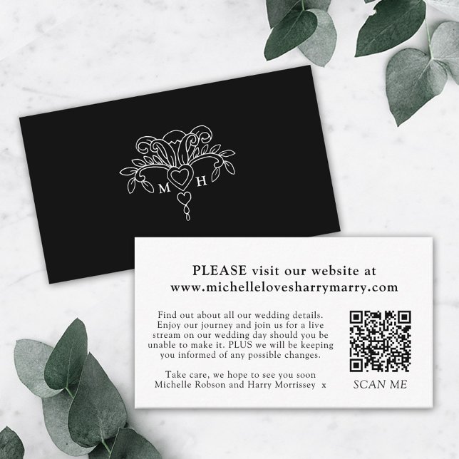Monogrammed Fleur de lis mono website info Enclosure Card (Creator Uploaded)